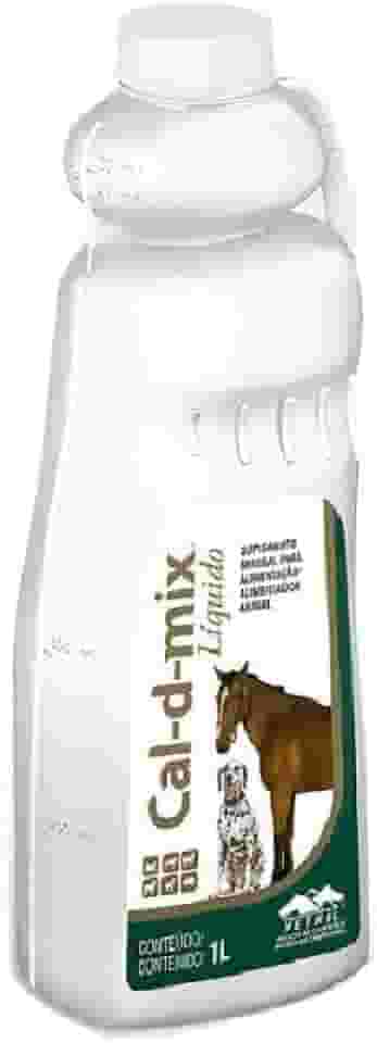 Cal D Mix Líquido 1 Litro Suplemento de Cálcio Fósforo e Vitamina D3 para Cavalos Bovinos e Animais em Crescimento