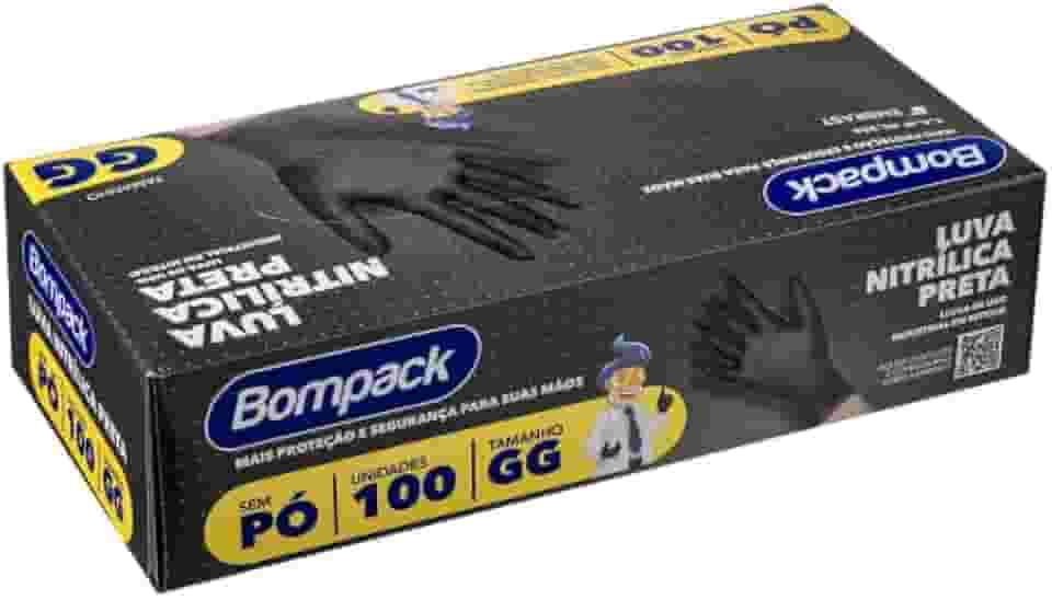 Luva Nitrilica Bompack Preta Gg(10) C/100
