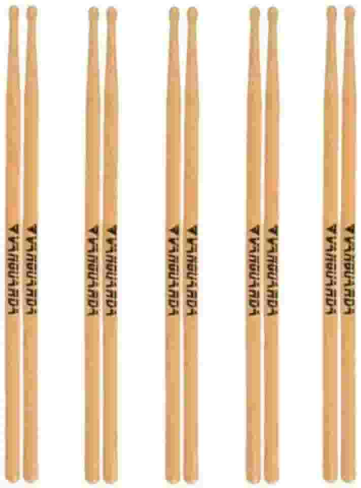 Kit 5 Pares De Baqueta Para Bateria Ponta de Madeira Vanguarda By Spanking