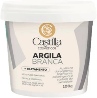 Argila Branca - Castilla Cosméticos | Suavizante, Revitalizante e Uniformiza o Tom da Pele - 100g