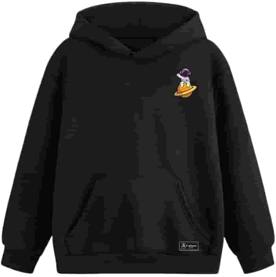 Blusão Moletom Canguru Astronauta Saturno Infantil Personalizado com Capuz e Bolso