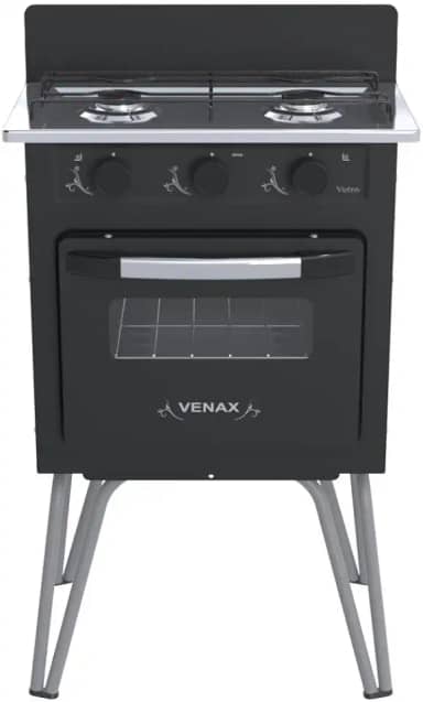 Fogao 2 Bocas Venax Gemini Vetro Preto Fosco Gas Glp