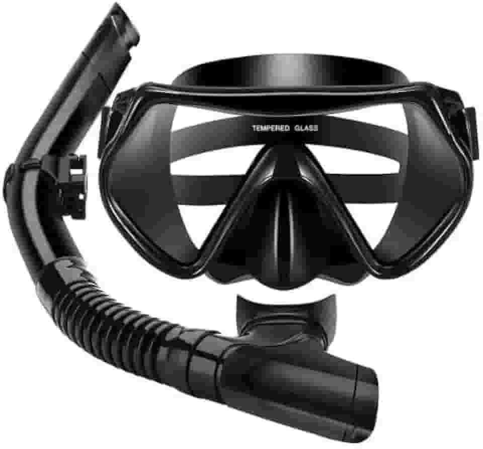 Kit Mergulho Máscara Snorkel Respirador Lentes Antiembaçantes Vidro Temperado. Leve e Confortável