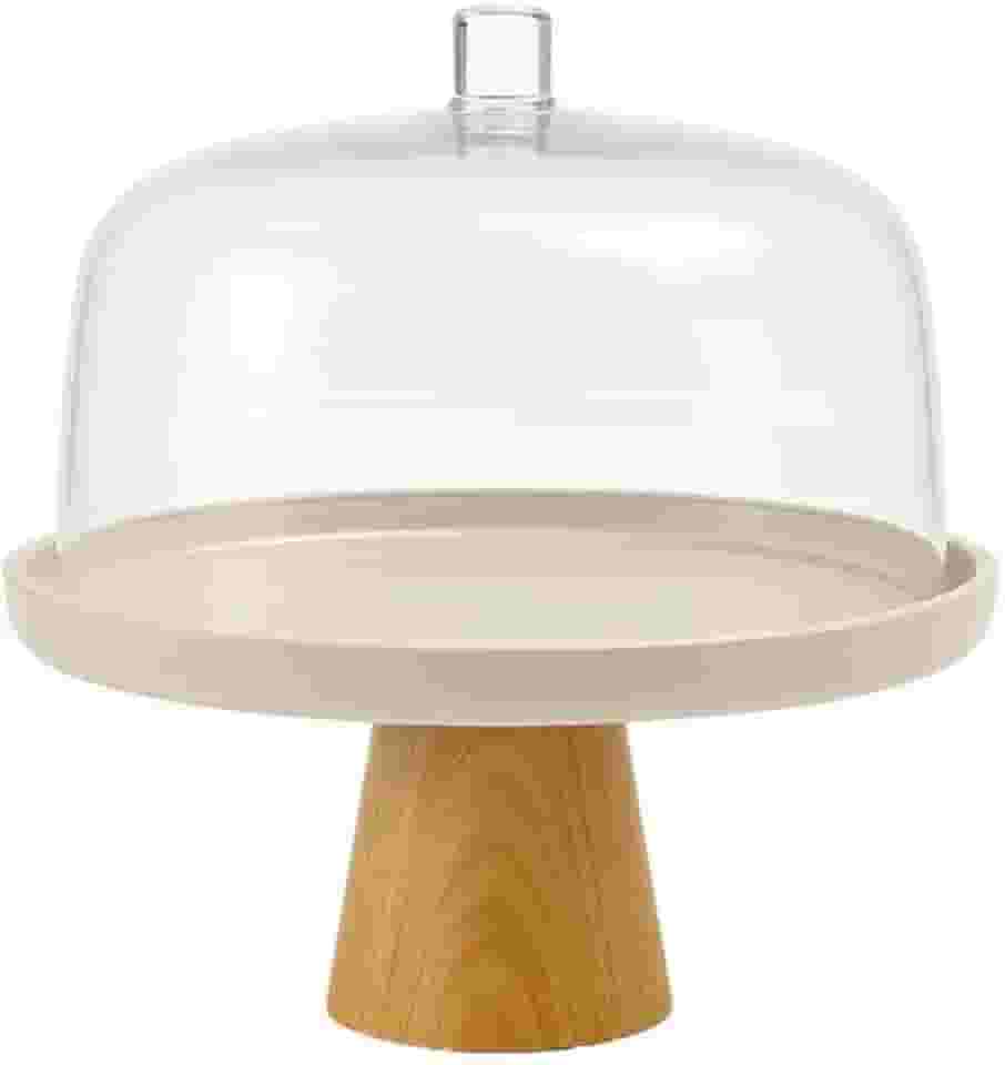 Ou Boleira com Pé e Cúpula 25cm Bege Linha Lume