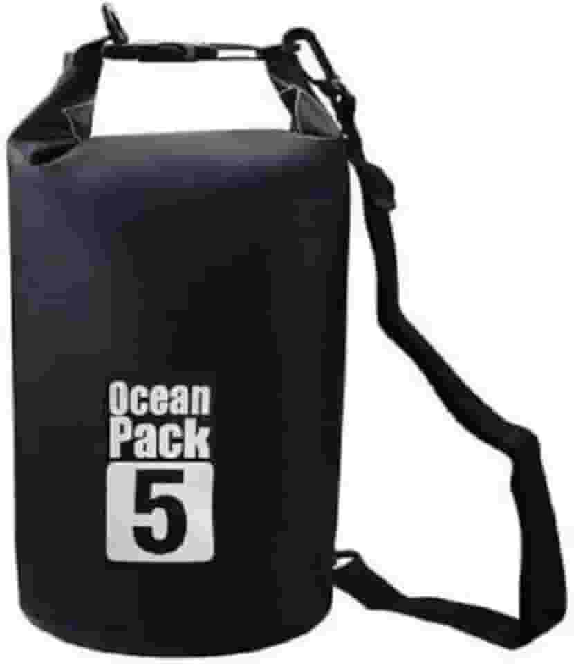 Saco Estanque Dobrável 5 Litros Impermeável com Alça Ajustável Prova D'Agua Mergulho Pescaria Saco Mochila