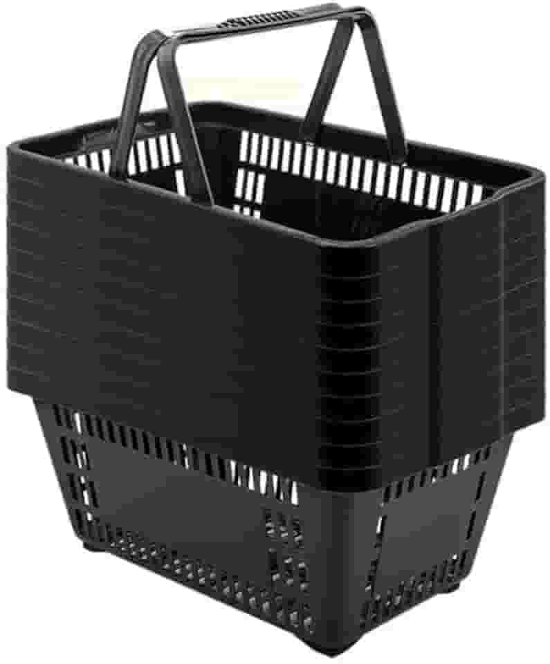 10 Cesta De Compra 16L Reforçada Supermercado Loja (Preta)