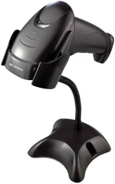 Leitor de Código de Barras C3Tech LB-50BK Preto Sensor Laser com Suporte, Ergonômico Bidirecional USB, Le Boleto Bancário, Boleto Concessionária, Notas Fiscais DANFEs