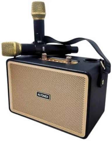 Caixa De Som Karaokê Bluetooth Portátil 100W Com 2 Microfones Sem Fio Bivolt