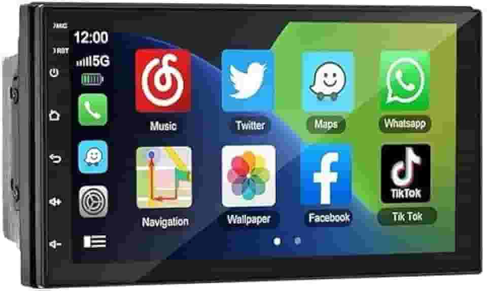 CENTRAL MULTIMÍDIA OCTA-CORE ANDROID 13, TELA 7' FULL TOUCH, SLIM, 4/64GB, FM, USB, BLUETOOTH, ESPELHA ANDROID E IOS, CARPLAY E ANDROID AUTO, CONECTIVIDADE COM OU SEM FIO