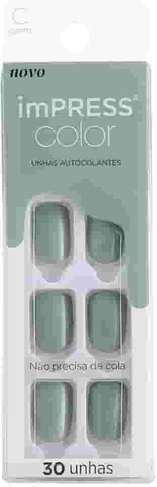 KISS NEW YORK Unhas Postiças Pequenas Abstrato Verde Moderno Brilhante 30 Unidades