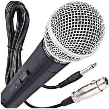 Microfone Dinâmico Profissional Com Fio De 5 Metros 5V Relação 6,5mm P10 Liga De Neodímio Cardióide Unidirecional Cor Preto Para Karaokê Streaming Transmissão LINHA PREMIUM