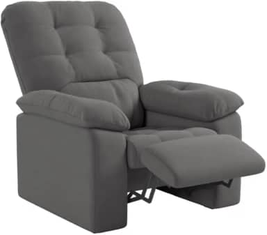 Poltrona Do Papai Reclinável Suede Veludo Estoril Cinza