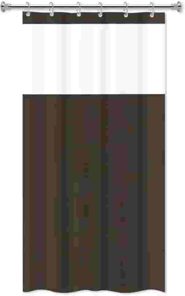 Cortina para Box de Banheiro em PVC com Visor 1,38m x 1,98m Impermeável Antimofo - Marrom