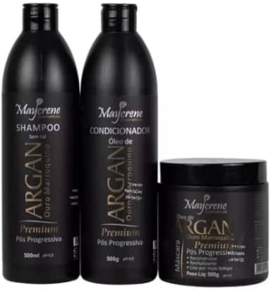 Kit Pós Progressiva Óleo De Argan Ouro Marroquino Premium 500 ML 3 Itens