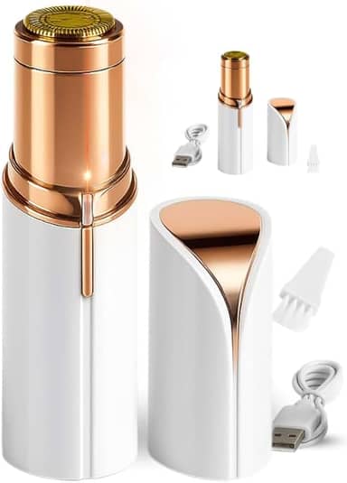 Depilador Facial Feminino Recarregável USB em Formato Batom com Luz LED - Removedor de Pelos Portátil para Rosto, Buço e Sobrancelhas