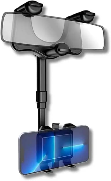Suporte De Celular Para Retrovisor De Carro Universal Ajustável Antivibração Rotação 360° Compatível Com Celulares De 4 A 7 Polegadas