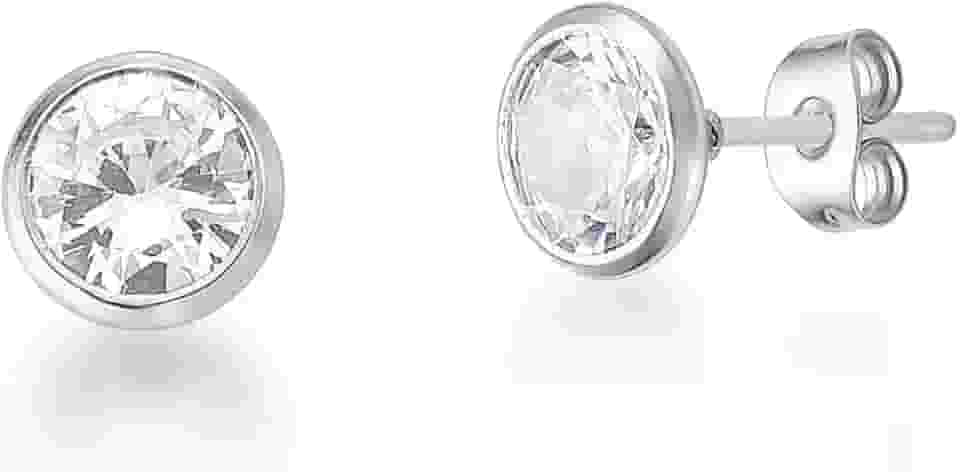 Brinco Solitário Masculino Zircônia Aço Inox Antialérgico