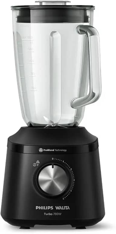 Philips Walita, Liquidificador Série 3000 Turbo, 110V, Preto, Jarra de Vidro 700W - HR2272/91