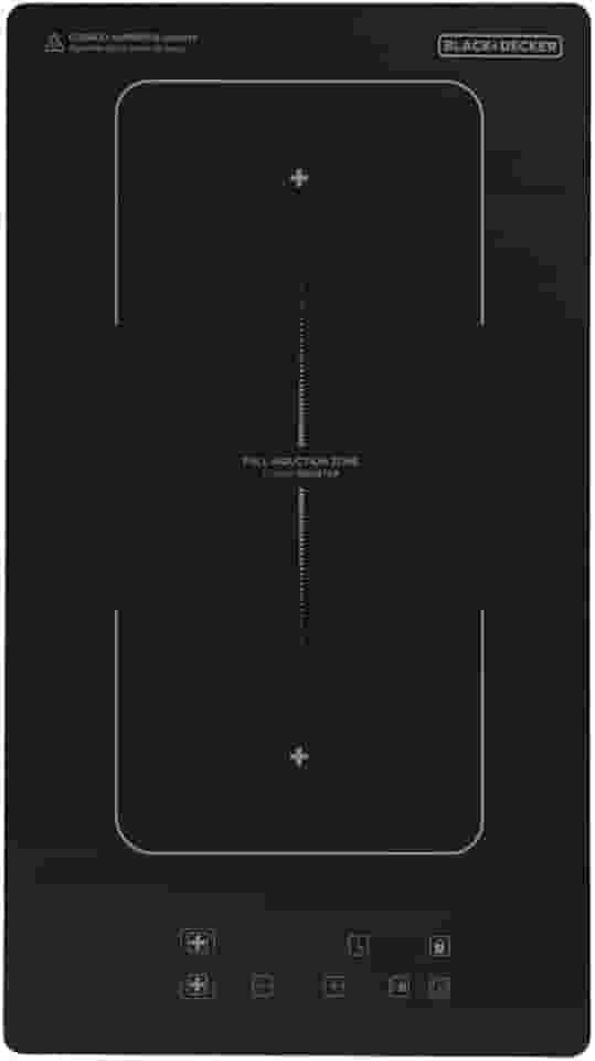 BLACK+DECKER Cooktop de Indução 2 Bocas Full Zone e Função Power Booster - Zona de Indução Expandida, Display Digital, Tampo em Vidro Cerâmico e Trava de Segurança 220V 3500W
