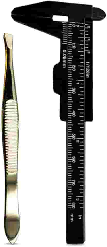 Kit Mini Paquímetro + Pinça Chanfrada Design De Sobrancelha