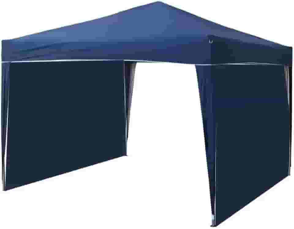 Tenda de praia e acampamento Quick-Fold de 3 x 3 m com paredes laterais – Ideal para acampamentos e atividades ao ar livre (GAZEBO AZUL + 3 PAREDES)
