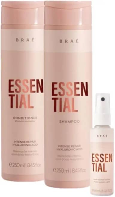 Kit de Cuidados Essenciais Braé - Duo 250ml + Mini 60ml: Hidratação Progressiva, Nutrição e Reparação, Proteção Térmica