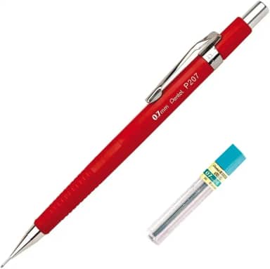 Lapiseira Pentel Sharp P200 0.7Mm Vermelho Vivo + Grafites, Pentel, Sm/P207-Frm, Vermelho Vivo