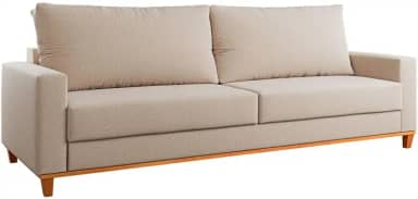 Sofá 4 Lugares em Linho 220cm - Estrutura em Madeira Maciça, Assento D23 e 180kg de Capacidade para Sala de Jantar (Bege)