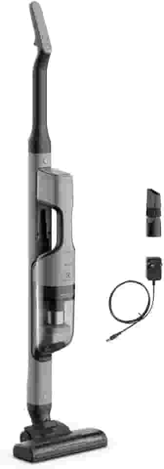 Electrolux Aspirador de Pó vertical portatil bateria Ergorapido 2 em 1 luz frontal LED 30 min escova rotativa aspira escova capacidade 950ml ERG018 Bivolt Cinza