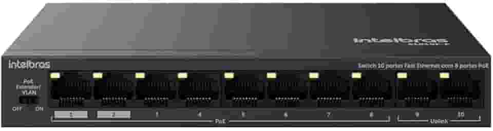 Intelbras - Switch Intelbras 10 Porta S1010f-p 8 Portas Poe+ Extend 250m