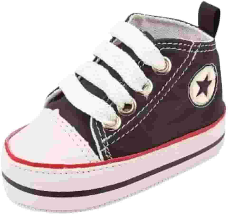 Tênis Bebê Unissex Star Preto Bebê Mania Cano Alto com Cadarço: Conforto, Estilo e Praticidade para os Pequenos, Garantindo Segurança e Mobilidade nos Primeiros Passos com Design Moderno e Versátil