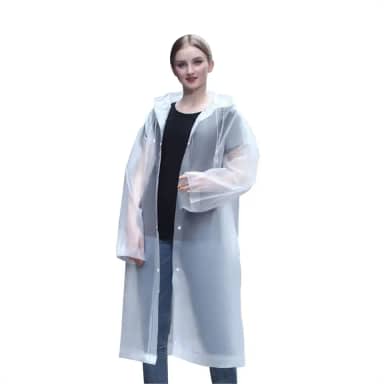 Capa de Chuva em EVA Unissex Com Capuz Ajustável Cobre Toda a Cabeça Tamanho Longo Adulto Feminino e Masculino