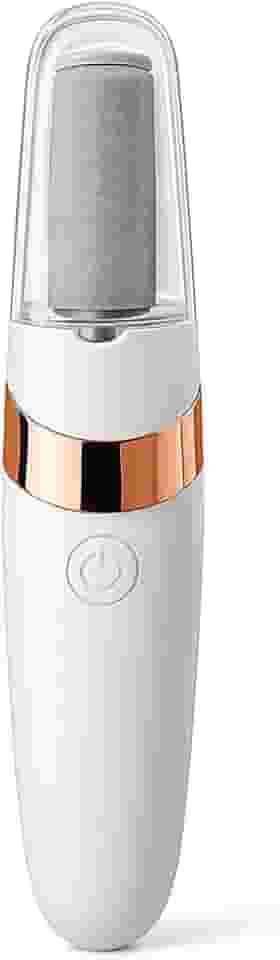 Lixador para Pé Elétrico Recarregável com 2 Cabeças + Luz LED | Uso Doméstico para Pés, Calcanhar e Dedos(Branco com Rose)