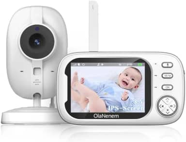 Baba Eletronica Câmera sem internet, 3.5' Monitor de Bebe, 2 Way Audio, Visão Nocturna,Zoom Digital,Visão Noturna Automática Baby,VOX, Monitoramento Temperatura,Canção de Ninar