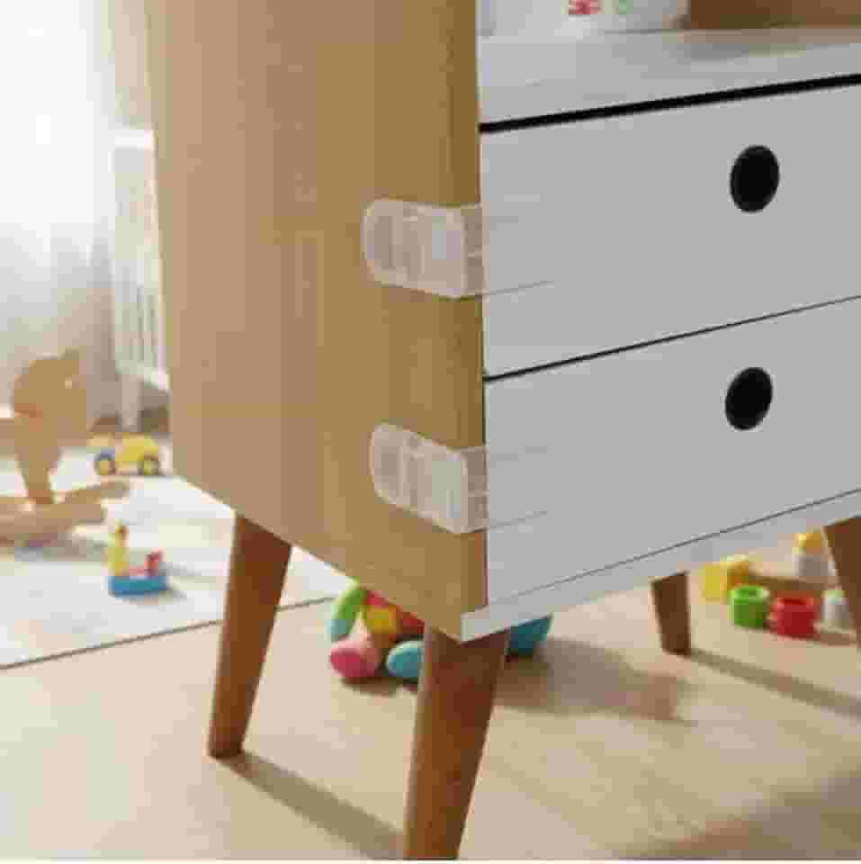 Kit 4 Travas de Gaveta Lateral Transparente com Adesivo 3M