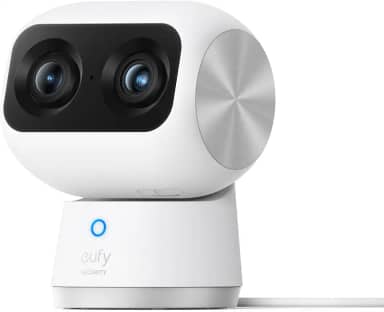 eufy Câmera S350, Camera de Segurança Wi-Fi, 4K Inteligente com Câmera Dupla, Visão 360°, Zoom 8×, Visão Noturna, Babá Eletrônica, Rastreamento por IA, Compatível com Alexa e HomeBase 3