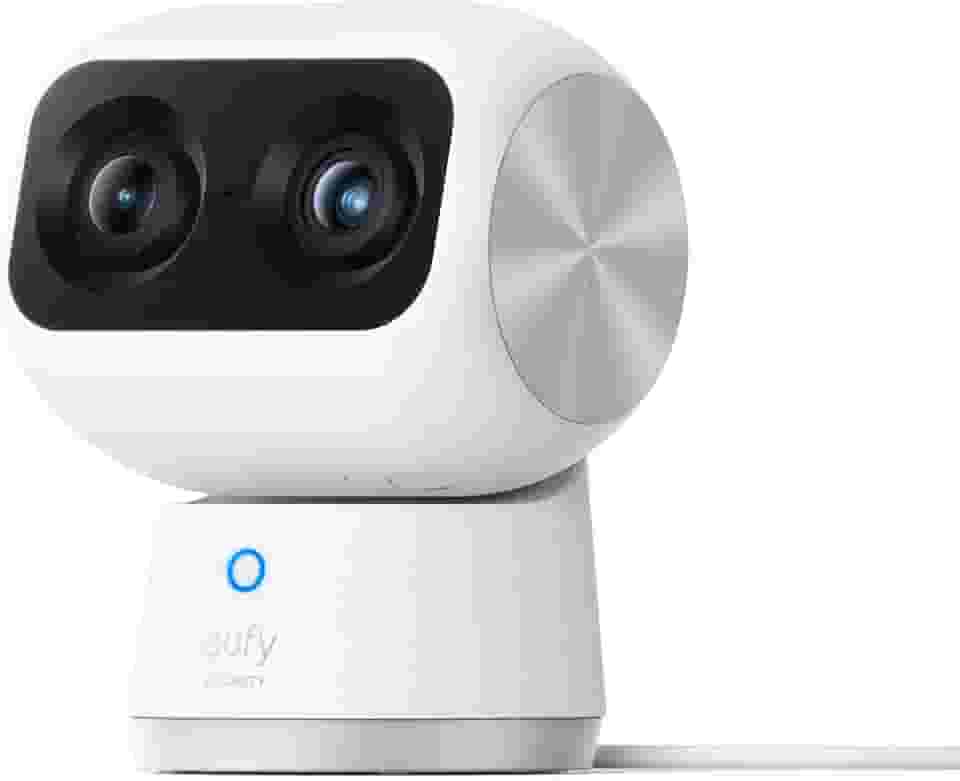 eufy Câmera S350, Camera de Segurança Wi-Fi, 4K Inteligente com Câmera Dupla, Visão 360°, Zoom 8×, Visão Noturna, Babá Eletrônica, Rastreamento por IA, Compatível com Alexa e HomeBase 3
