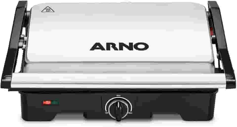 Grill Arno Dual Inox GNOX - Abertura 180°, Ajuste Altura e Controle de Temperatura, 220V