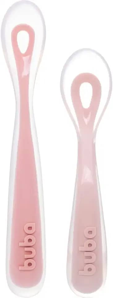 Buba, Kit 2 Colheres Em Silicone Fases 1 E 2 Rosa