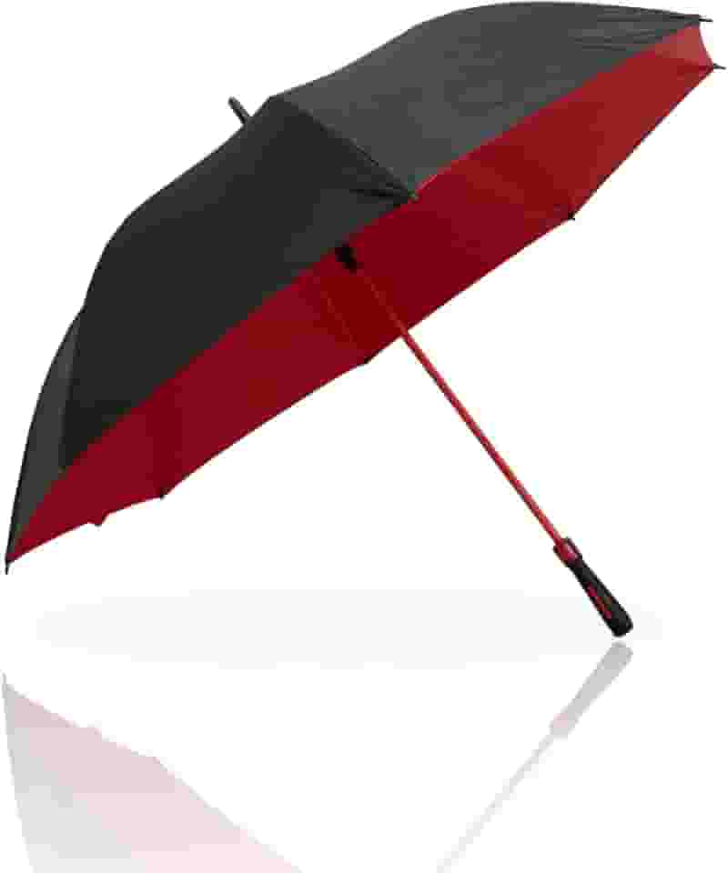 Guarda Chuva Portaria Automático Preto Tecido Duplo Grande Reforçado com Hastes de Fibra de Vidro