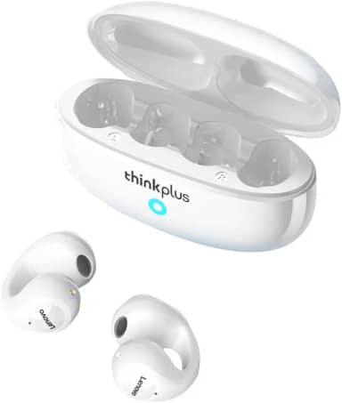 Lenovo Fones de ouvido Bluetooth, Clipe de fones de ouvido esportivos de ouvido aberto em fones de ouvido, Fone de ouvido Bluetooth 5.3 para chamada de ruído, Condução de ar sem fio