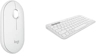 Kit Mouse Sem Fio Logitech Pebble 2 M350s Branco + Teclado Sem fio Logitech Pebble Keys 2 K380s Branco