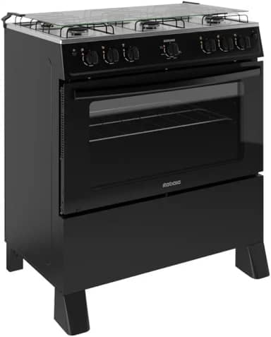 Fogão 6 Bocas a Gás Itatiaia Star New com Acendimento Automático e Forno 82l Preto Bivolt