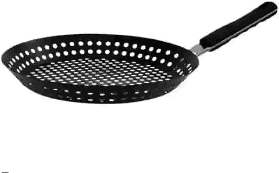 Grelha Redonda Perfurada 30,5, Cabo Removível – Para Churrasqueira a Carvão/Gás | Legumes, Carnes, Frutos do Mar e Pizza