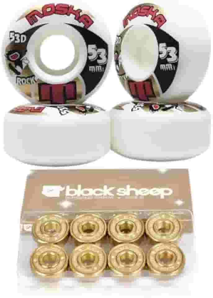 Roda Moska Skate 53mm Branca + Rolamento Black Sheep Gringo