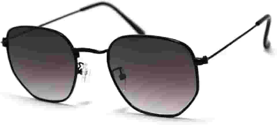 Óculos De Sol Hexagonal Unissex Com Proteção Uv-400 Acompanha Estojo Ho-22 Cor: Preto-Degrade