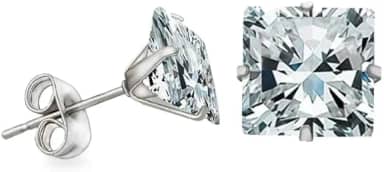 Par de Brincos Quadrados 10mm Masculinos Estilo CR7 com Zirconia Cubica Original Brilho Eterno