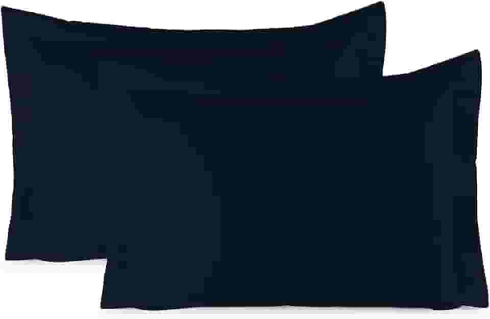 Kit 02 Fronhas Aba Americana Tecido Percal 400 Fios Antiácaro, Anti-pilling com Toque Macio - Azul Marinho