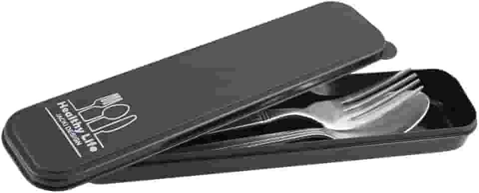 Porta Talheres Marmita Trabalho Viagem Estojo Portatil Tampa Cor:Preto