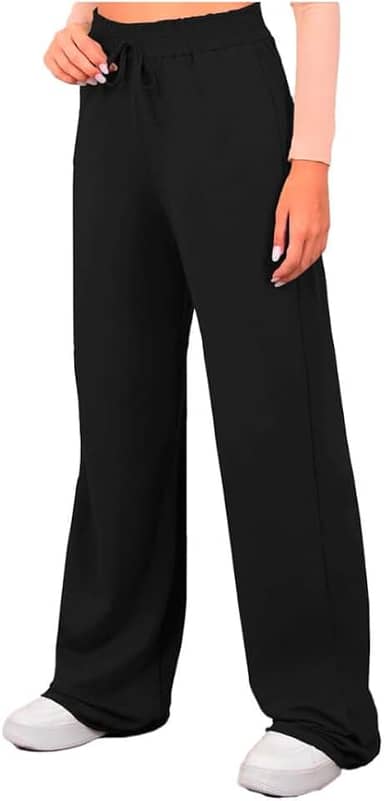 Calça Moletinho Pantalona Wide Leg Moletom Feminina Cós Largo Corte a Fio Sem Felpa